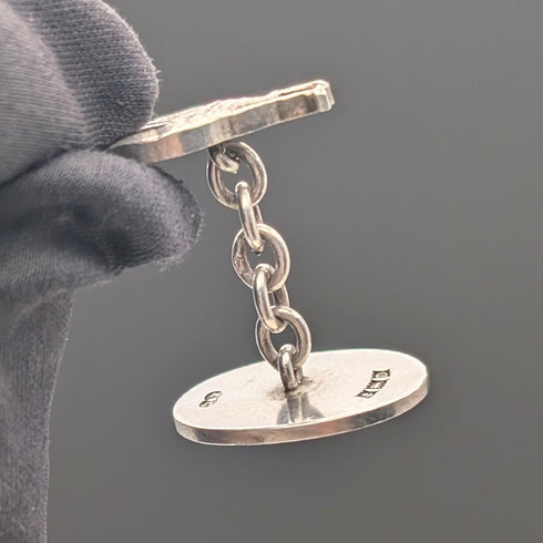 1953年英國復古公雞雕塑純銀袖扣,Deakin & Francis